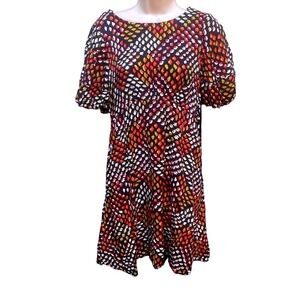 Anthropologie Maeve Navy Print Pink White Yellow Flowers Casual Shift Dress 4